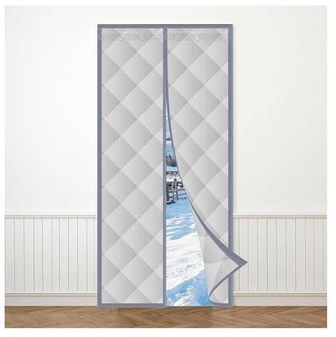 YXEHZ Thermo Türvorhang Kälteschutz Winddichte Thermovorhang Tür Winter Verdickter Türvorhang Wärmeschutzvorhang Geeignet für Supermarkthausgrau(1x2m)