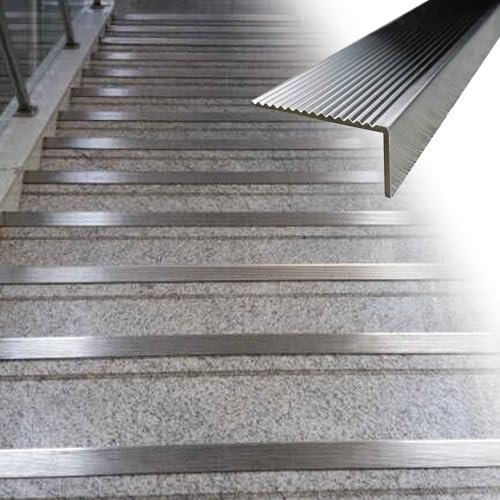 UrbanUp Treppenkantenprofil Verdickte Treppenkantenkappe/Dekorleiste aus Metall, Außen-/ Innenübergangsleiste Verschleißfest, Rutschfester Treppenkantenschutz Sicherheit(W10xH4cm(4x1 5/8))