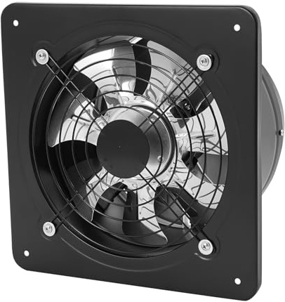 KAPIPALA 100W 10 Axiallüfter 255mm Abluftventilator 2600r/min Industrie Wandventilator mit automatische Rückzugsklappe 220v 7 Lüfterblätter Wand-/Deckenabluftventilator im Badezimmer