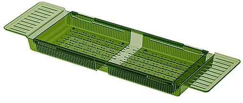 Alipis Mensola Del Bagno Regolabile Vassoi Organizzatore Accessori Pieghevole Cremagliera Cromo Per Inossidabile Ripiano Di Scarico in Plastica Porta Vasca Verde L'animale Domestico