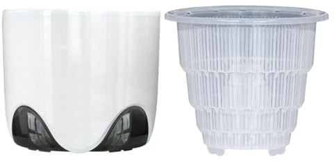 Maceta ranurada para orquídeas, maceta grande de ventilación, contenedor decorativo duradero para plantas, funda para orquídeas con control de humedad, agujeros de drenaje, alféizar de ventana de