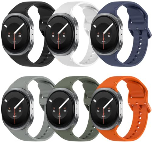 TiMOVO 6 Pack Cinturino Sportivo Compatibili per Samsung Galaxy Watch 8 40mm 44mm/Galaxy Watch 8 Classic 46mm (2025), Cinturino di Ricambio in Morbido Silicone per Uomo Donna
