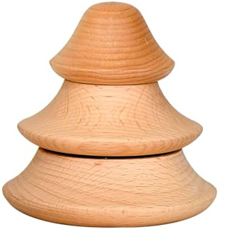 Kelisdi Caja de música giratoria de madera natural con temática de animales, artesanía, melodías de Navidad, regalo de 8 x 8 x 8,50 cm, caja de música de madera para decoración del hogar