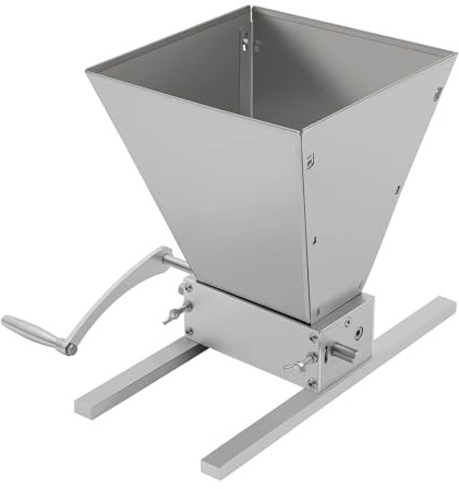 Grain Grinder Roller Mill for Barley and Wheat with 4 L Hopper Adjustable Rollers for Homebrew Beer Brewing Stainless Steel Silver