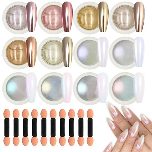 ZHITENG 22 Stück Chrome Nail Powder, Spiegeleffekt Nagelpuder Grosse Kapazität Glitter Nagelkunst Pulver Nail Chrome Powder Set Crome Pulver Nägel, für Art Nageldesign DIY Salon, Mehrere Farben