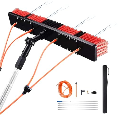 Teleskop-Fensterreiniger-Set, 3–12 m, ausziehbare Stange mit 55 cm verstellbarem Bürstenkopf, Wasserzufuhrsystem für Solarpanel und Wintergarten, Dächer