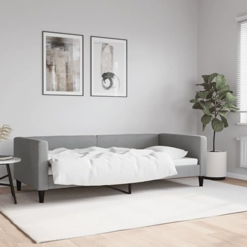 HaoChrymec Tagesbett aus Stoff, 2-in-1 Schlafsofa und Bett, Modernes Design, Robustes Gestell, schlafsofa, einzelbett, Für Wohnzimmer & Schlafzimmer, Hellgrau, 90x200 cm