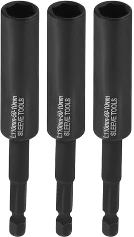 QUARKZMAN 3Pz Bussole per Avvitatore 10mm Metro Profonda Metriche Attacco Esagonale 1/4 Extra Lunghe a 6 punte da 4,3 (110 mm) Prese Chiavi a Bussola Acciaio CR-V Avvitatrici Elettriche