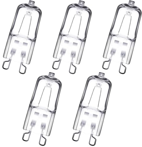 SOFOC G9 120V 40W Warm White Tubular Oval Shape Halogen Bulb for Chandelier, Microwave, Refrigerator, Range Hood & Home Lighting 5Pcs