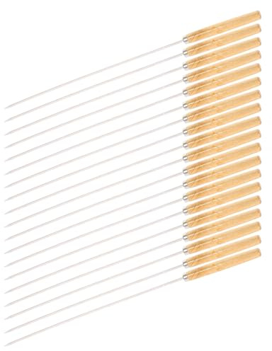Alasum Set 30 Spiedini per Barbecue in Acciaio Inossidabile Piatti con Manico in Legno Spiedini per Kebab e Grigliate di Carne e Verdure Accessori per Barbecue con Protezione