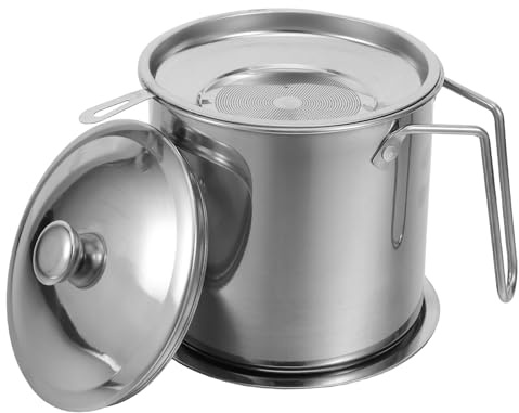 DIYEAH Contenitore per la conservazione del grasso di pancetta, 64 oz/1,9 l, grande capacità, filtro per la conservazione del grasso, separatore di sugo da cucina, tazza in acciaio inossidabile per