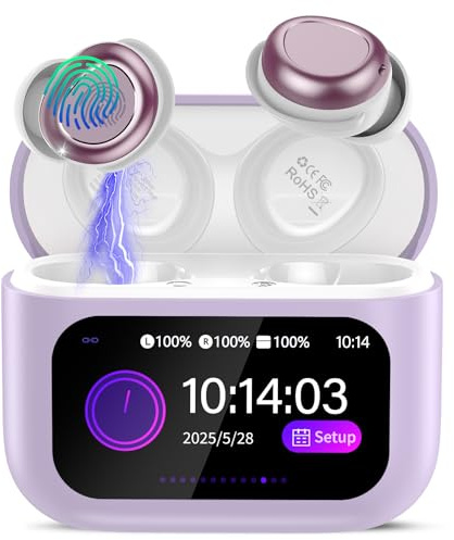 ZYHKON Sleep Earbuds Bluetooth 5.4 in Ear Touch Screen Sleep Headphones, Small Design Mini Sleep Earbuds for Side Sleepers with Sleep Mode, 48H Playtime Sleep Earphones Clear Calls, 5 EQ Modes, Purple