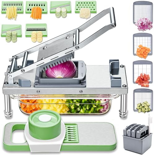 Gemüseschneider, Gemüsezerkleinerer mit 10 Klingen, Zwiebelschneider mit Behälter, Pro All-in-1 Food Dicer (10 Klingen)