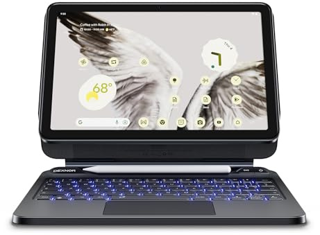 Dexnor for Google Pixel Tablet 11 inch (2023) Case with Keyboard, Floating Cantilever Stand Trackpad Backlit Keyboard with Stylus Holder Magnetic Detachable Case Compatible with Speaker Dock, Black