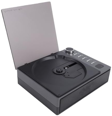 Cuifati Lettore CD Portatile, Altoparlante Wireless Radio FM Bluetooth 5.1, Macchina CD Desktop Ricaricabile da 2600 MAh con Telecomando per Ufficio Domestico (BLACK)