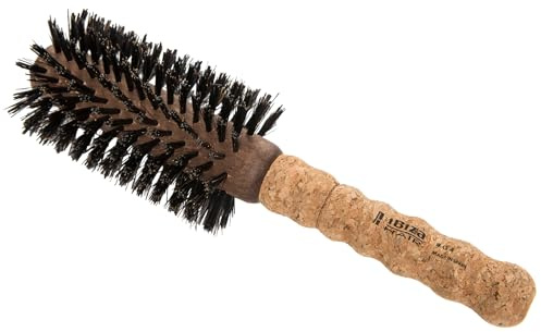 Ibiza Hair Boar Hair Round Brush (G4-65mm) | Hybrid Boar & Carbon Fiber Nylon Bristles with Cork Handle | For Crown of the Head Volume | Add Texture & Shine for Medium to Long Hair