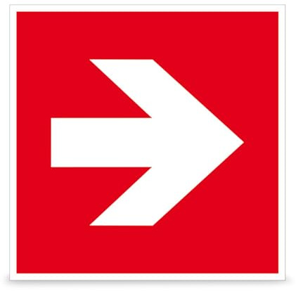 Betriebsausstattung24 Brandschutz-Zusatzschild Richtungsangabe rechts/links - Aluminium, geprägt - 20,0 x 20,0 cm
