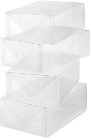 Whitmor Clear Vue Damen Schuhbox 4er Set, Kunststoff, weiß, 4
