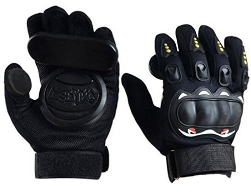 Seroda Longboard Downhill Slide Handschuhe Skate Handschuhe mit austauschbare DREI Slider (Black)