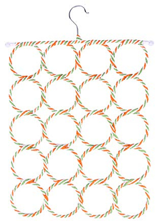 VOSAREA Appendiabiti Pieghevole 20 Anelli in Carta di Rattan e Acciaio Inox, Organizer Pratico per Sciarpe e Cravatte da Armadio, Design Semplice e Salvaspazio Colore Casuale