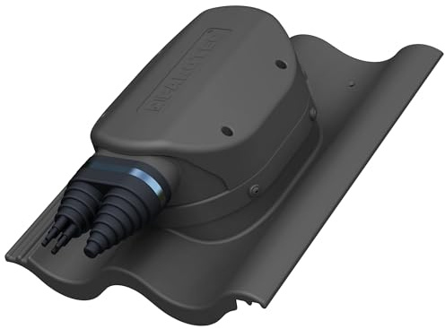 Wasserdichter PV Solardurchgang für Braas - Harzer – RAL 7016 Anthrazit | für Nelskamp - Sigma Dachziegel, Solar Dachdurchführung, Photovoltaik-Dachdurchgang, wasserdicht, EPDM-Dichtung, 360° drehbar