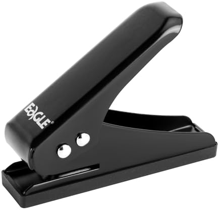 Eagle Low Force 1-Hole Punch, Single Hole Punch, Paper Punch, 1/4-Inch Hole, 12 Sheets Capacity, Metal, Black