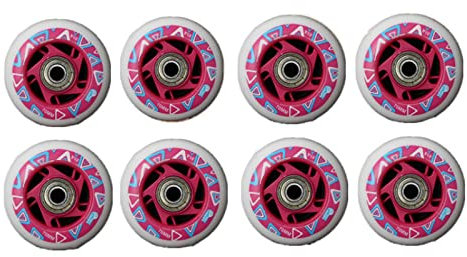 8 Stück Inline Skate Räder, PU Gummi Räder Abriebfest Ersatz Roller Skating Räder mit Kugellager 64mm/68mm/70mm(Color: Pink,Size:68mm)