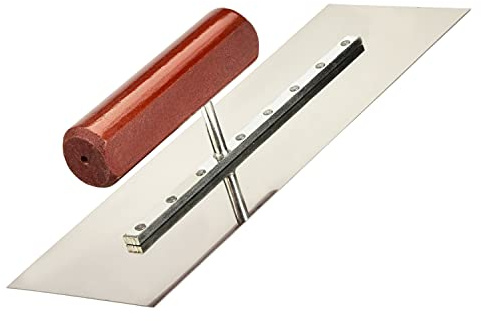 Utoolmart Truelle de finition de piscine 30 × 9 cm en acier inoxydable pour cloison sèche et béton, outil de construction avec poignée en bois et cuir - Truelle crantée carrée pour ciment et béton