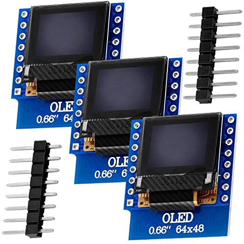 AZDelivery 3 x 0,66 Zoll OLED Display Shield I2C SSD1306 Chip 64x48 Pixel I2C Bildschirm Anzeigemodul HW-699 mit weißen Zeichen kompatibel mit D1 Mini inklusive E-Book!