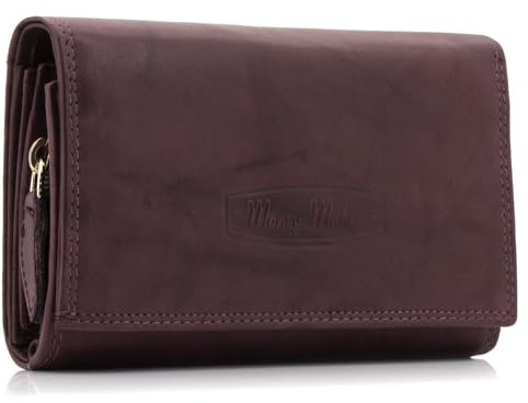 ekavale Geldbörse Damen Leder mit RFID-Schutz 25 Fächer Damen Portemonnaie Lang (Bordo)