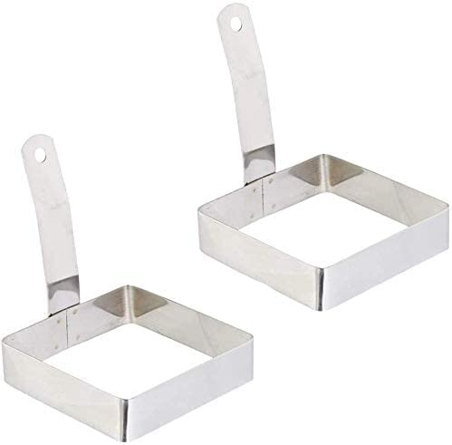 Vision4ever 2Pecies Metal Egg Frying Ring, Perfect Pancake Square Fried Poach Kitchen Mould Omelet for Cooking