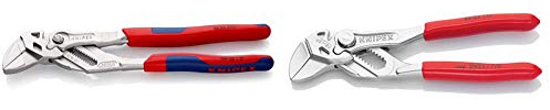 KNIPEX Zangenschlüssel (250 mm) 86 05 250 & 86 03 125 Mini-Zangenschlüssel Zange und Schraubenschlüssel in einem Werkzeug verchromt mit Kunststoff überzogen 125 mm