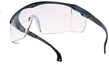 Clean2 Schutzbrille, Laborbrille, Motorradbrille, Bügelbrille nach EN166 - mit Seitenschutz und einstellbarer Bügellänge Schwarz