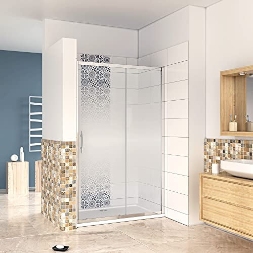 Box Doccia per Nicchia Porta Scorrevole Vetro 6 mm Temperato Serigrafato Opaco Graduale Profilo Cromato Lucido 100x190 cm