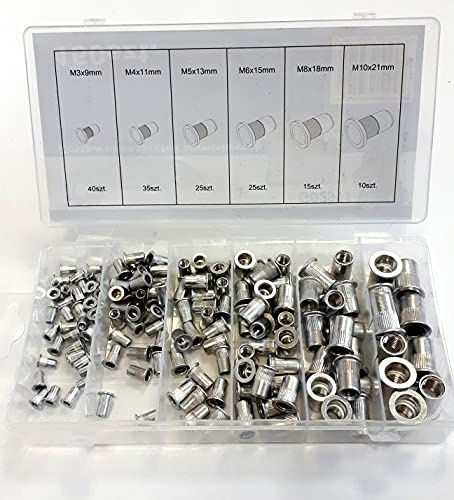 150-tlg. Alu Nietmutter-Sortiment Box Blindnietmuttern Satz Einnietmuttern Set M3-M10