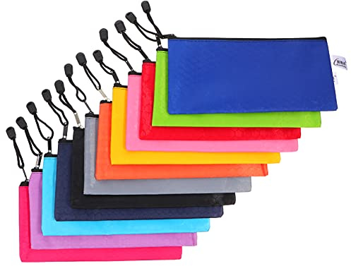 EXCEART 12Pcs wasserdichte Zipper Datei Taschen Zipper Bleistift Tasche Zipper A6 Datei Taschen Stoff Zip- Datei Taschen Zip Dokument Einreichung Ordner Organizer Tasche für Büro