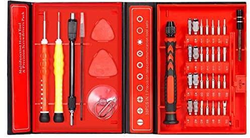 38 in 1 Präzisions-Schraubendreher-Set – Reparatur-Werkzeug-Set zur Befestigung von iPhone, Laptop, Smartphone, MacBook, Uhren, Brillen mit Etui