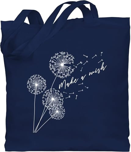 Shirtracer - Baumwolltasche - Sprüche Statement - Pusteblume Make a wish Weiß