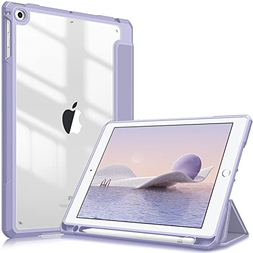 Fintie Hybrid Hülle für iPad (6./5. Gen)2018/2017, iPad Air 2/ Air 9.7 Zoll | Schlankes Hard-PC-Case, Transparent, stoßfest, Standfunktion, Stifthalter & Auto-Sleep/Wake, Violett