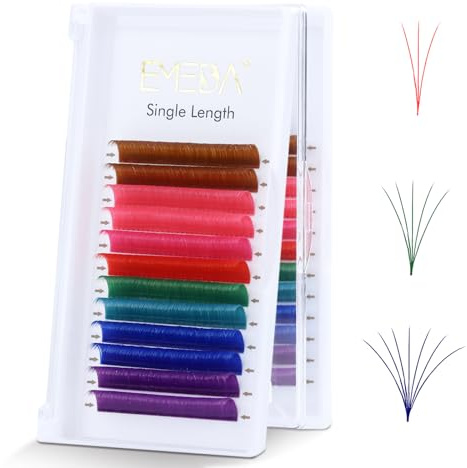 EMEDA 8 Bunte Farbige Selbstfächernde Wimpern Extensions 0.07 D Curl Weiß Rose Rosa Rot GrÜN Smaragd Blau Lila 15mm 10D 20D Easy Fan Lashe Volumen Wimpern Bunte Eyelash Extensions (0.07 D 15mm)