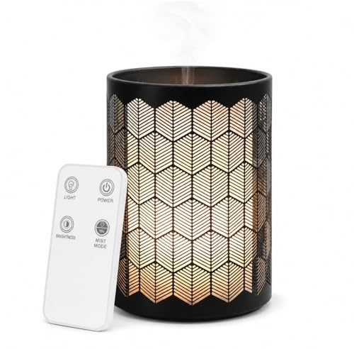Zen'Arôme - Ultraschall-Diffuser für Ätherische Öle Verone (+ Fernbedienung) - Aromatherapie Kaltluft-Vernebler, Bis 40 m² - Kontinuierlicher und Wechselmodus - Mehrfarbige Beleuchtung - Metall, Glas
