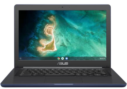 ASUS Chromebook C403 - Computer portatile robusto e resistente agli schizzi, 14 HD, 180 gradi, processore Intel Celeron N3350, 4 GB di RAM, 32 GB eMMC, MIL-STD 810G durata, blu scuro, istruzione,