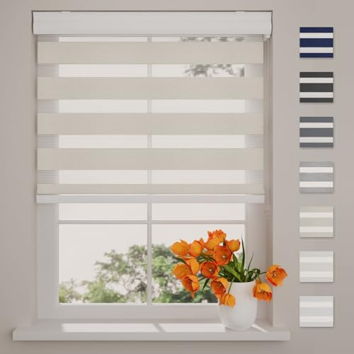 DTCH® Doppelrollo mit Kassette, leinen, 140 x 175 cm | Für Fenster, blickdicht oder transparent, Aluminium-Kassette, Klemmfix separat erhältlich, Breiten bis 220 cm