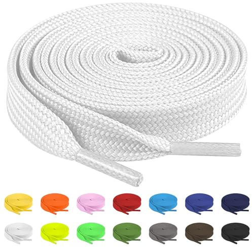 TBOC Schnürsenkel Flach, Reißfeste Schuhbänder für Sneaker, Sportschuhe, Wanderschuhe & Arbeitsschuhe, 8 mm Breite Ersatz-Shoelaces für Damen & Herren