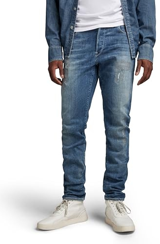 G-STAR RAW herr Jeans 3301 Slim, Blå (Vintage Ripped Sea Breeze C913-d906), 31W / 32L