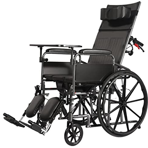 SECFIT Multifunction Safe Self-propelled Wheelchairs With Dining Table + Toilet Wheelchairs High Back Mobility Scooters