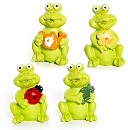 Logbuch-Verlag 4 kleine Frösche - Mini Glücksbringer Figuren Garten Deko Kindergeburtstag Geschenke 4 cm