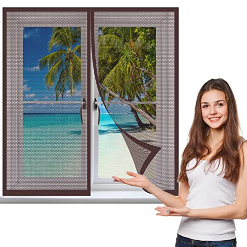 Zanzariera Magnetica Porta Finestra 80 x 125 cm, Zanzariera Porta Finestra Magnetica, Easy to Install per Porte Finestre Balcone Soggiorno, Marrone