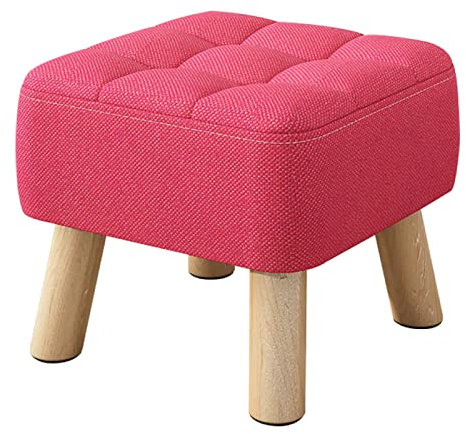TPARIS Quadratischer Fußhocker|Ottoman Mit Kreativem Dekor Und Robusten Beinen|Kleiner Gepolsterter Sofahocker Für Den Eingangsbereich des Schlafzimmers Und Wohnzimmer,Rot,26 cm (10,2 Zoll)