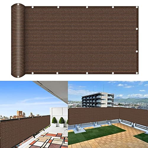 GUOJUN Balkon sichtschutz 65 x 450 cm Wind HDPE UV-Schutz Sichtschutz BalkonWindschutz mit Kabelbinder Ohne Bohren für Balkon Zaun Terrassen Garten, Braun